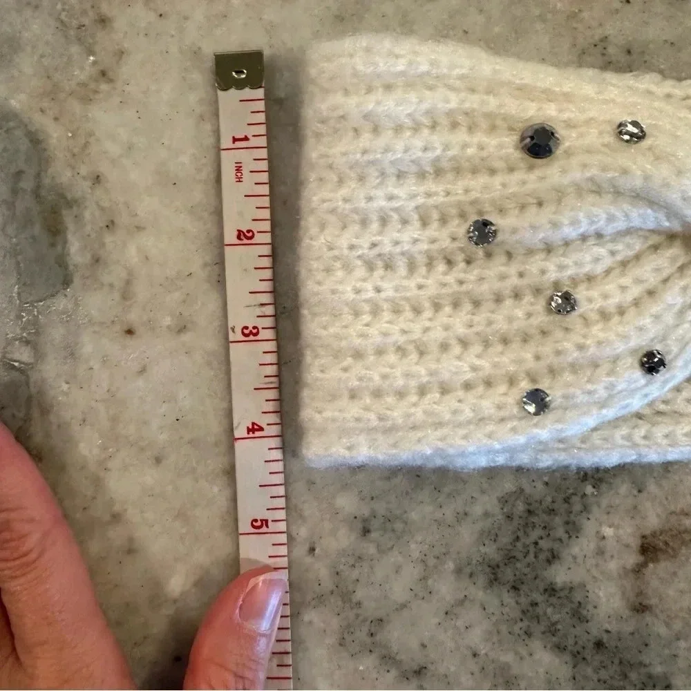 Old Navy Ivory Studded Rhinestone Knit Headband